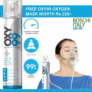 RSDK OXI 99 With Oxygen Mask Combo, Light Weight & Portable Natural Oxygen Can Cylinder Canister With Protective Mask For Air Pollution Protect, Quick Recovery, Boosting Immune System, Easy To Carry, 6 liter , 150 breathe approx Respiratory Exerciser Portable Oxygen Can
