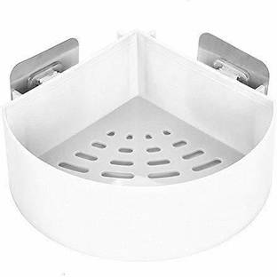 nunki trend ABS Plastic Multipurpose Kitchen Bathroom Triangle Wall Mount Holder Storage Self Adhesive Shower Caddy Rack Corner Shelf Storage Basket Plastic Wall Shelf