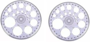 Nightstar Protractor 360 Degrees Full Round with Circle Stencils 2 Pcs Ruler