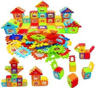 रामकड़ा Creative Multi Colored Mega Jumbo Happy Home Building Blocks for Kids with Attractive Windows and Smooth Rounded Edges