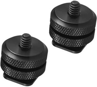 ZINROX Camera Hot Shoe With 1/4" Mount Adapter, Pack Of Two (2) Flash Shoe Mount for DSLR Camera, Led Light etc. Flash Shoe Adapter