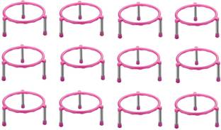 Trinity Stainless Steel Leg Pot Stand (Unbreakable) Virgin Plastic Plant Pot Stand Plant container Stand Pink color- Set of 12 Plant Container Set