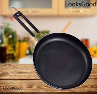 Navghar 100 % Iron Ruff & tuff Fry pan/Frying Pan 21 cm Tadka Pan 21 cm diameter 0.1 L capacity