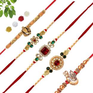 bandhan Designer RAKHI0114 Mauli Thread Rakhi, Chawal Roli Pack  Set