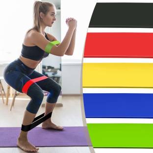 Pyramid Natural Latex Exercise Fitness Resistance Loops Bands for Men and Women - Set of 5 Resistance Tube