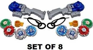 AKANSHA 4D Metal Beyblade Set| Beyblade set of 8| Spinning tops| Beyblade launcher handle 8 in 1