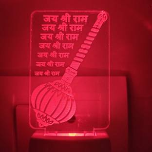 MAJONIR JAI SHREE RAM 3D Illusion Night Lamp Comes with 7 Different Multi Colour. Night Lamp