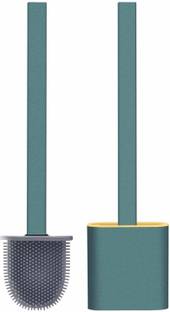 GLOWTRONIX Silicone Toilet Brush with Bathroom Toilet Cleaning Brush and Holder - Green with Holder