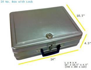 JAYCO Aluminium Cash Box with pre-fitted Lock - Large Size 14" x 10" x 4" Cash Box