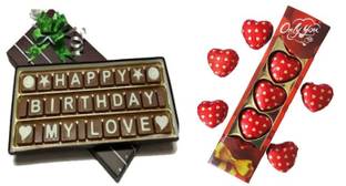FabBites Happy Birthday My Love Message with Heart Shape Chocolate Pack -Birthday Chocolate Gift Bars