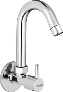 Prestige Brass Sink Cock Turbo Handle with Swivel Spout, Flange and Aerator Foam Flow Pillar Tap Fauce...