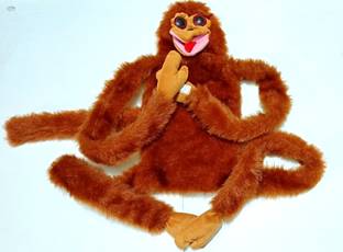 A SARKAR MAGIC WORLD VENTRILOQUISM TALKING MONKEY PUPPET / VENTRILOQUIST MONKEY PUPPET  - 43 cm