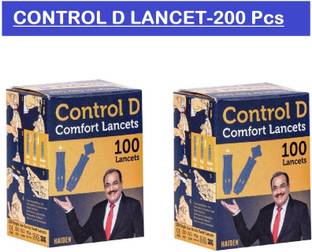Control D Glucometer Lancets 2 Pkts 30 Gauge Blue Stainless Steel Glucometer Lancet-200 Pcs Glucometer Lancets