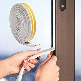 Hyderon Self-Adhesive White color 2x3=6m (19.68ft), D Shape,EPDM, Rubber Insulation, Weather Proof, dust Proof,Sound Proof, Insect Blocker, Collision Avoidance for Door/Window 300 cm Single Sided Tape