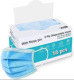 Vaghani 3 Ply Surgical Mask (50 Piece) ( With Nose Pin ) Surgical Mask With Melt Blown Fabric Layer