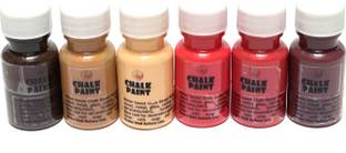 Krinjal Creations chalk acrylic paints with matte finish for MDF, Wood, Home Decor, Canvas, Paper, Terracotta, Fabric, Decoupage, DIY Art & Craft | Combo of Shades of Red & Brown | Pack of 6 | 20ml each | (Red Brown)