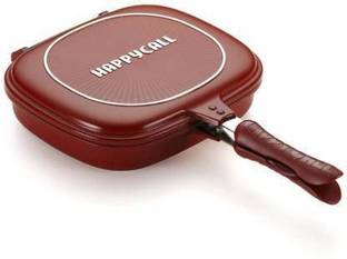 Aqtus Double Sided Multi Purpose Nonstick Grill Pan with Strong Magnetic Handles Fry Pan 7 cm diameter with Lid 1 L capacity