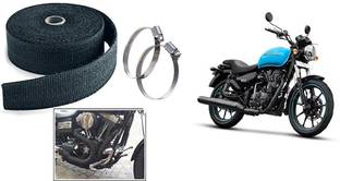 Dhe Best WR-01 Bike Silencer Exhaust Wrap and Heat Defense with Adjustable 2 Clamp/Clip for Royal Enfield Thunderbird 350 Model 1 (Black) Bike Exhaust Heat Shield