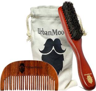 UrbanMooch Bristle Beard Brush & Sheesham Wood Comb for Beard Growth