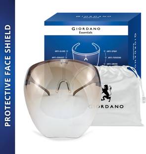 GIORDANO GD1FCSHLDBRW Goggle-Style Headband Face Shield with 180° Safety Coverage: Anti-Fog Glasses and Clear Face Visor Integrated in One Design - Unisex Fashion Protective Wear for Men & Women Safety Visor