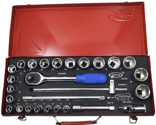 Venus hand tools Cold Forged 1/2 Inch 27 Pcs Socket Set With Strong Metal Box(22 Sockets + 5 Accessories) Socket Set