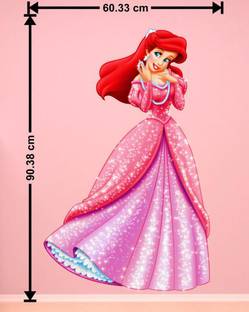 balkrishna wall stickers 60 cm 3d Disiney princess ariel walt disney pink wall sticker Size-40x60 cm123 Self Adhesive Sticker