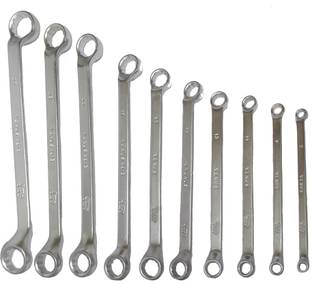 Venus hand tools VMRS-10 Shallow Offset Ring Spanner Set (10 Pcs) Size 6 - 27 mm, CRV steel Double Sided Box End Wrench