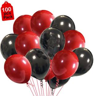 ACOME Solid 100Pcs Red And Black Latex Balloons For Happy Birthday Decorations Items/Halloween Decorations Balloon
