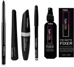 FUFA Smudge Proof HDA64 Makeup Beauty Kajal & 3in1 Eyeliner , Mascara , Eyebrow Pencil & Matte Fixer Face Spray