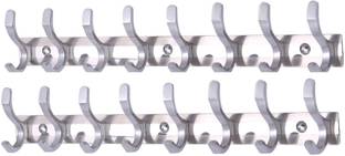 Sureify Stainless Steel And Aluminium Alloys Fescue Wall Hook 8 Legs Silver Pack of 2 Door Hanger