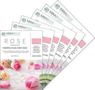 मिराबेल कॉस्मेटिक्स कोरिया Mirabelle Cosmetics Rose Facial Sheet Mask ( Pack of 6 )