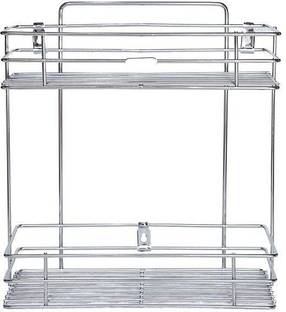 BBD Kitchen Shop 2 Layer Kitchen Wall Rack,Multipurpose Storage, Double Layer, Bathroom, Wall Mounted Organiser for Home Stainless Steel Kitchen Trolley