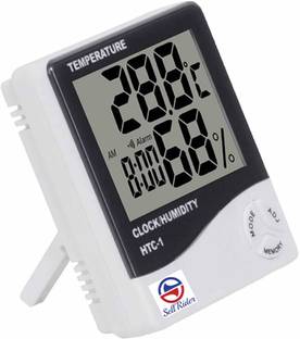 SellRider Imported Humidity Meter -01T Clock High Accuracy LCD Display Thermometer Hygrometer Indoor Temperature Humidity Meter Clock Digital Room Wall Thermometer All-in-One Digital Moisture Measurer