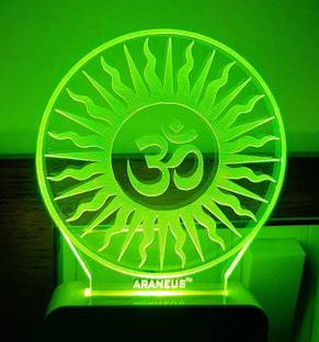 UNICEPT OM SHANTI 3D illusion Extremely Night Lamp comes with 7 Multicolor lighting effect Night Lamp Night Lamp