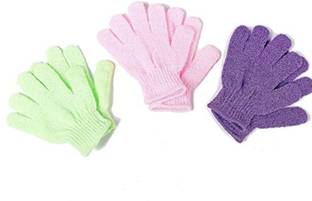 feelhigh Exfoliating Dual Texture Bath Gloves for Shower, Spa, Massage and Body Scrubs, Dead Skin Cell Remover, Gloves with hanging loop