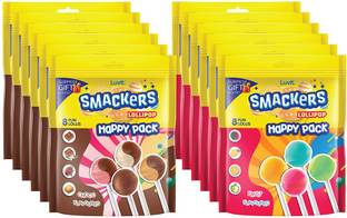 LuvIt Smackers Fruit and Chocolate Flavoured|Happy Pack Combo with Surprise Free Gift| Chocolate, Watermelon, Blue Lemonade, Mango, Green Apple, Chocolate Vanilla, Chocolate Strawberry, Chocoate Butterscotch Lollipop