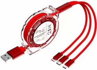 RRHR SALES Micro USB Cable 1 m 3 In 1 Cable Heavy Gold Plated High Quality Fast Multi Charger Cable for Micro USB, iOS Type-C Devices, 1 Meter (Red) USB Type C Cable