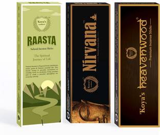 Koyas Agarbathi Rasta, Nirvana & Heaven Wood Premium Hand Rolled Combo Pack of 3 - 100 gms Each Rasta, Nirvana & Heaven Wood