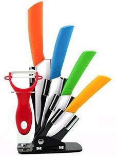 SYGA 6 Pc Ceramic Knife Set Ceramic Kitchen Knife Set, Vegetable Peeler with Adjustable Holder Stand, 6 Pc