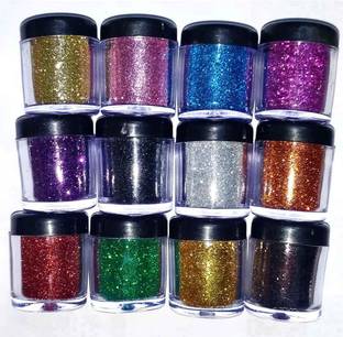 VOZWA 12 Color Sparkles Shining Nail Art Glitter Powder