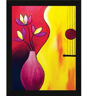ArtX Flower Pot Wall Painting For Home Decorative Ink 13.5 inch x 10.5 inch Painting