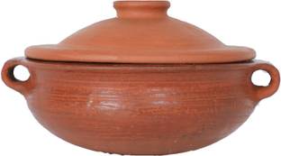 earthen fine crafts Earthen Cookware for Kitchen clay handi with lid/Clay Pot Handy/Organic/ Pre-Seasoned red Handy/ unglazed Handi 3 L with Lid