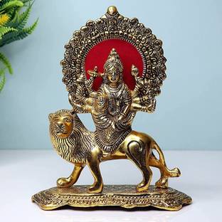 Chhariya Crafts Metal Maa Durga Murti Idol Decorative Showpiece  -  20 cm