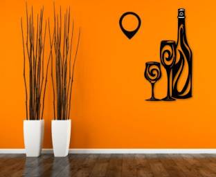 Alien Wine Art Bar Wall Decor Metal Hanging Wall Art for kitchen decor, dining room wall decor, home bar, restaurant bar or resort bar decor. (1.5 mm Thickness Mild Steel Material with Black Powder Coating) 155mm x 300mm