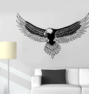 VVWV Eagle Wall Sticker Bedroom Kids Room Home Decoration Black Vinyl Decals 65 x 45 cms