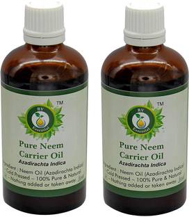 R V Essential Neem Carrier Oil (100ml+100ml) Pack of Two- Azadirachta Indica (100% Pure and Natural Cold Pressed)