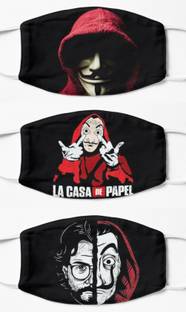 ELEGANT FOX Money heist La casa De Papel and anonymous Designer Reusable 2 cotton layerd Mask , Care Instructions: Washable 2 Layer Both layer Cotton Lightweight, breathable and washable Anti dust and Anti pollution Wide coverage design, Widening thin elastic ear loops Money heist La Casa Reusable, Washable Cloth Mask