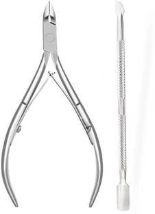 Gleevia Professional Manicure Pedicure tool Kit | Stainless steel cuticle cutter & Pusher| Toe Nail clipper & scissors | Nail Edge & Cuticle cutter and Filer (Combo Pack of 2)