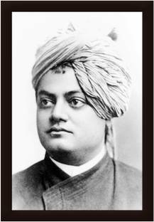Braj Art Gallery Swami Vivekananda Portrait B&W Photo Frame Digital Reprint 19.55 inch x 13.55 inch Painting