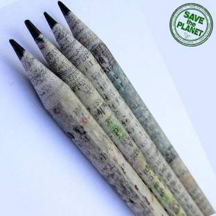 GreenLo Eco Friendly Paper Recycled Plantable Extra Dark ( 2HB) Seed Pencils (Box Of 10) Pencil